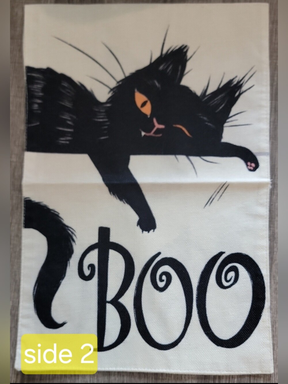 Decorative Black Cat 'Boo' Garden Flag - Black and Cream -HALLOWEEN CAT - Picture 2 of 4